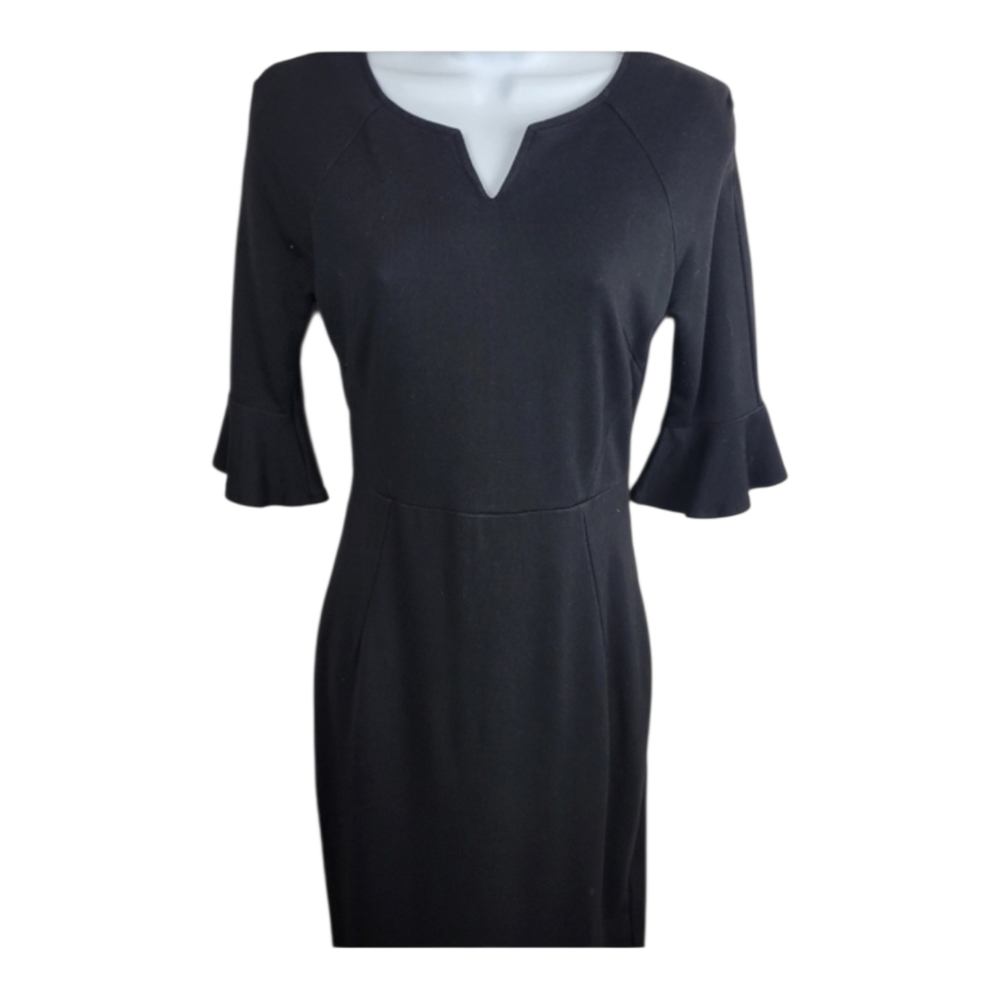 Woosunze Black midi dress flutter sleeve bodycon dress small
